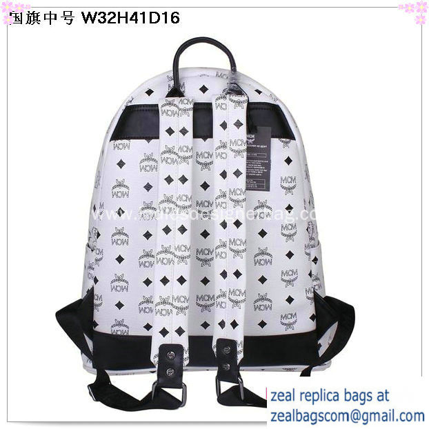 High Quality Replica MCM Medium Flag of UK Backpack MC5173 White